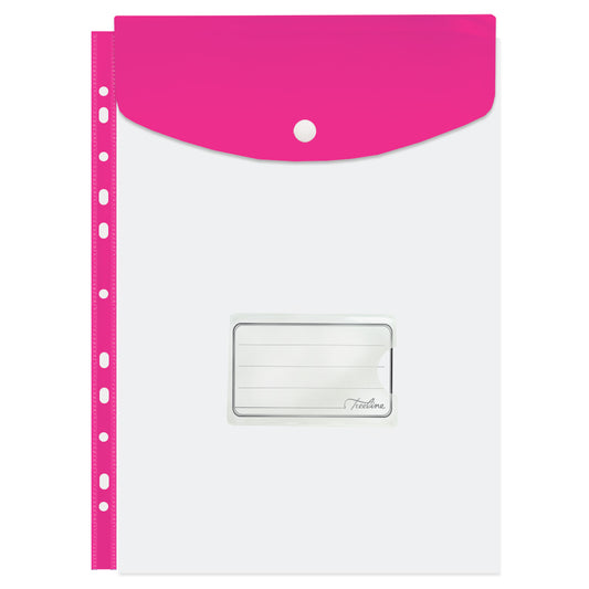 Filing Carry Folder A4 PVC with Stud open short side - Hot Pink