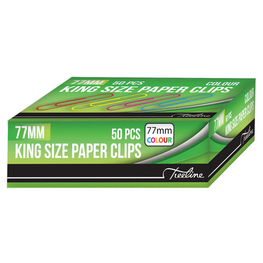 Giant Paper Clips PVC Coated 77mm - 100's (Gemclips) Assorted Colours