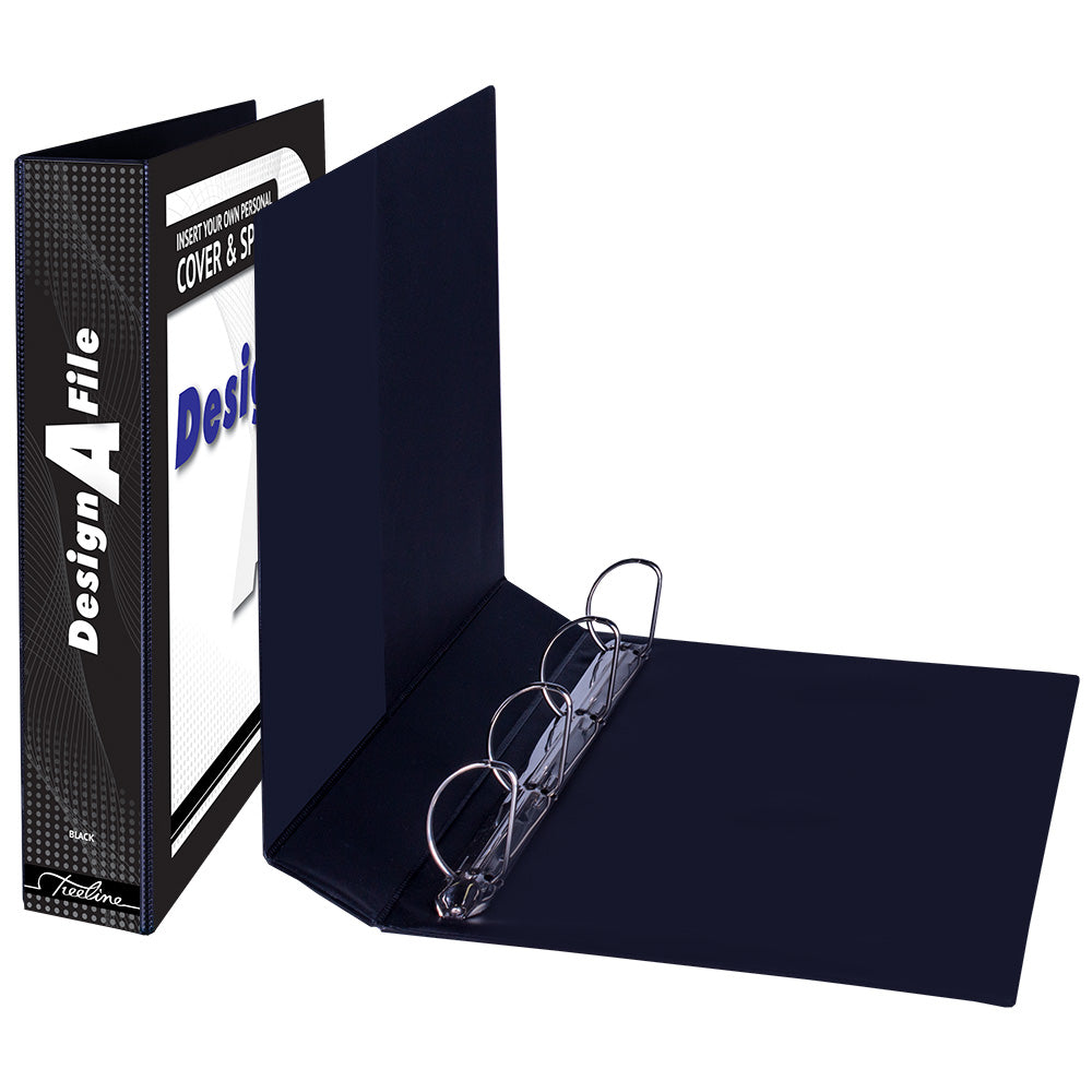 A4 4D Ring Design-A-File PVC with Overlay & Inside Pocket - 40mm - Black