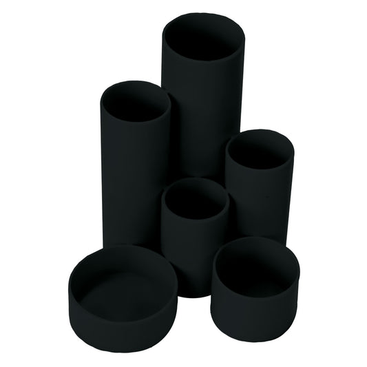 Desktop Organizer PVC Round 6 Cylinders - Black