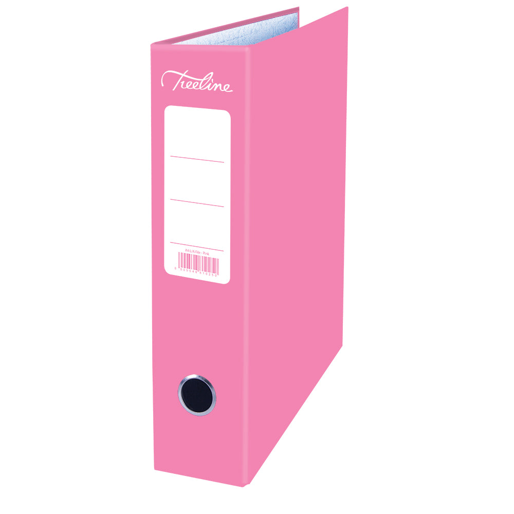 A4 Lever Arch File - Mottled Board with Metal Compressor - 317mm height - 80mm Spine - Pink