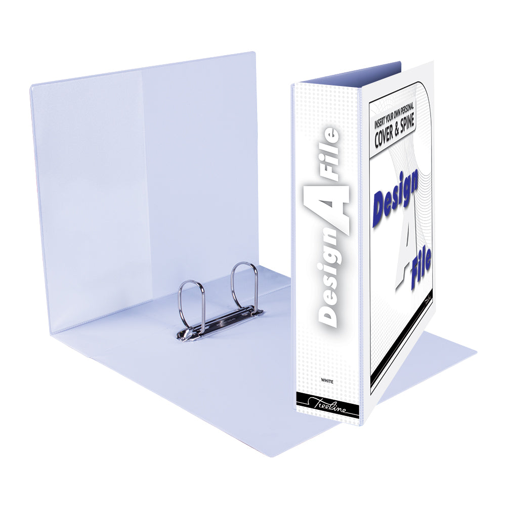 A4 2D Ring Design-A-File PVC with Overlay & Inside Pocket - 50mm - White