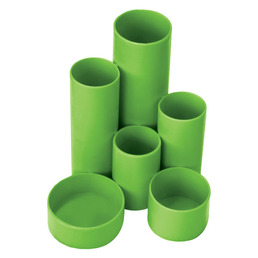 Desktop Organizer PVC Round 6 Cylinders - Lime Green
