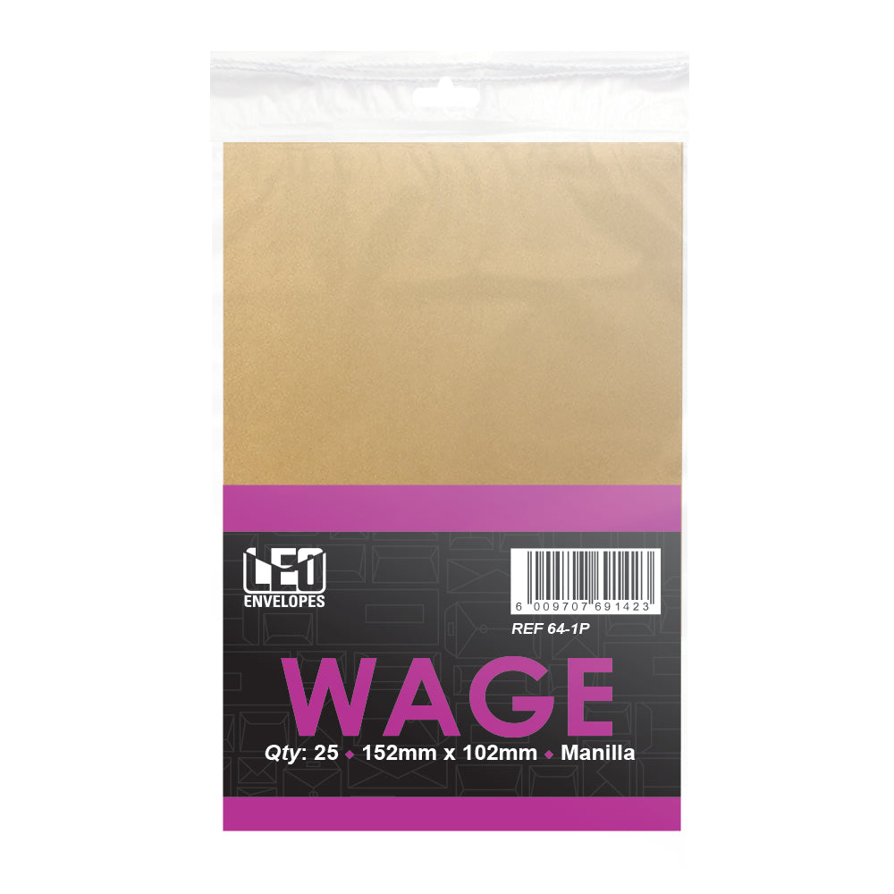 Wage Envelopes Self Seal 101x152mm - Plain 25's