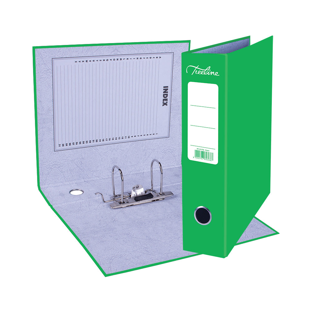 A4 Lever Arch File - Mottled Board with Metal Compressor - 317mm height - 80mm Spine - Green