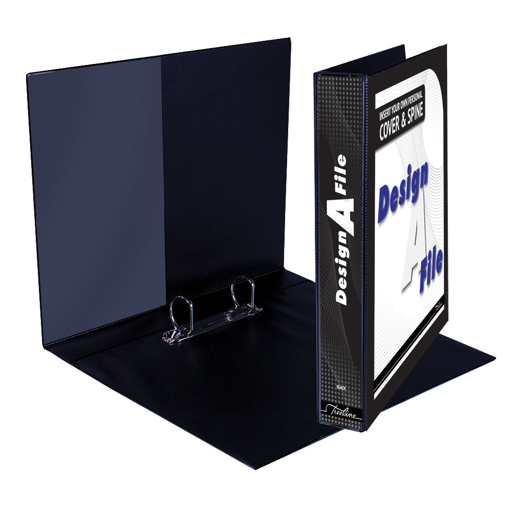 A4 2D Ring Design-A-File PVC with Overlay & Inside Pocket - 25mm - Black