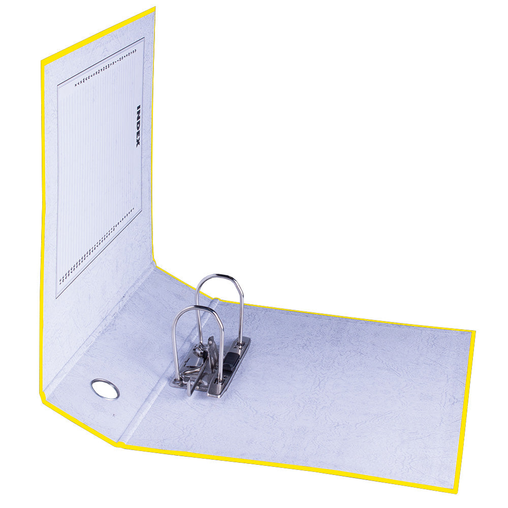 A4 Lever Arch File - Mottled Board with Metal Compressor - 317mm height - 80mm Spine - Yellow