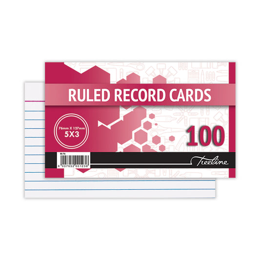 Ruled Record Cards 5x3 (76x127mm) 100 pages