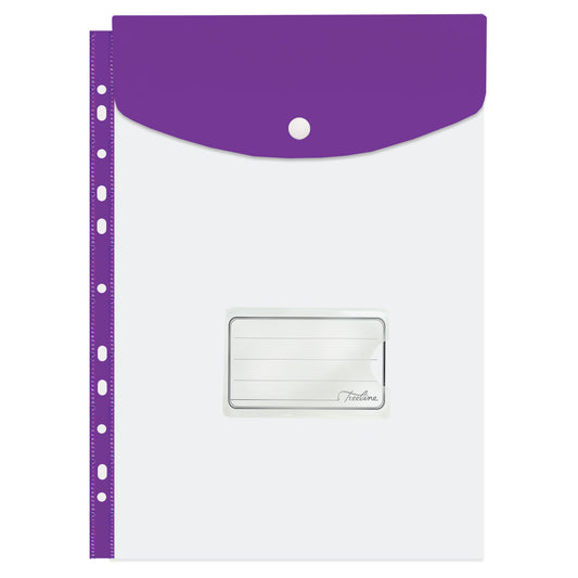 Filing Carry Folder A4 PVC with Stud open short side - Electric Purple