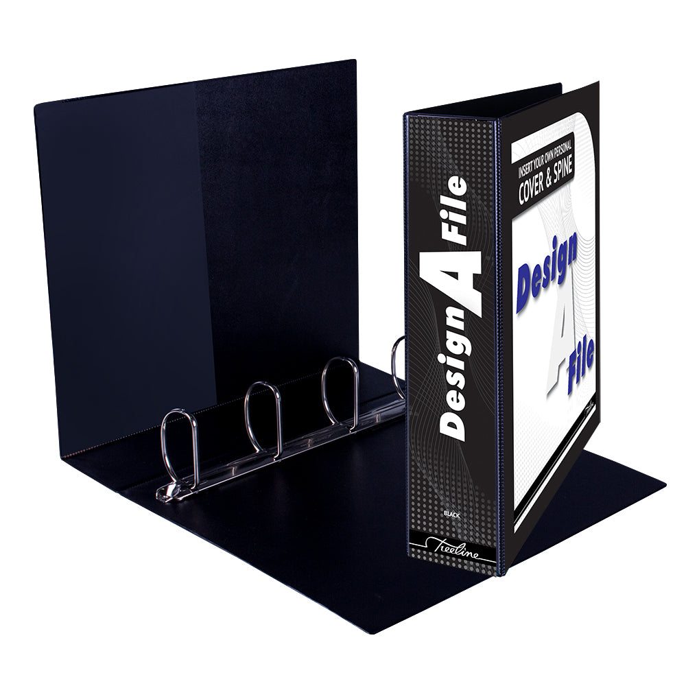 A4 4D Ring Design-A-File PVC with Overlay & Inside Pocket - 50mm - Black