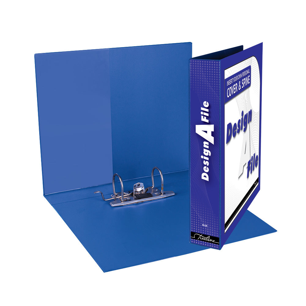 A4 Mini Lever Arch Design-A-File PVC with Overlay & Inside Pocket - 40mm - Blue