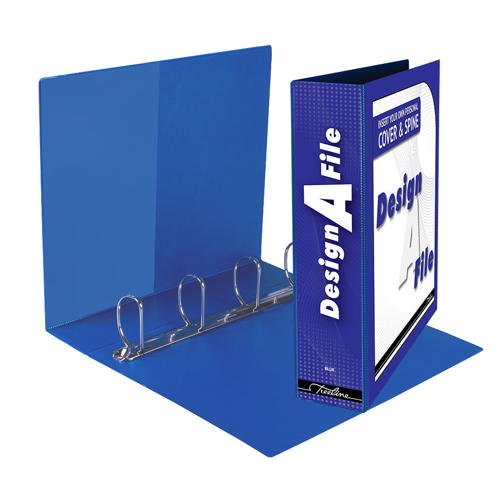 A4 4D Ring Design-A-File PVC with Overlay & Inside Pocket - 50mm - Blue