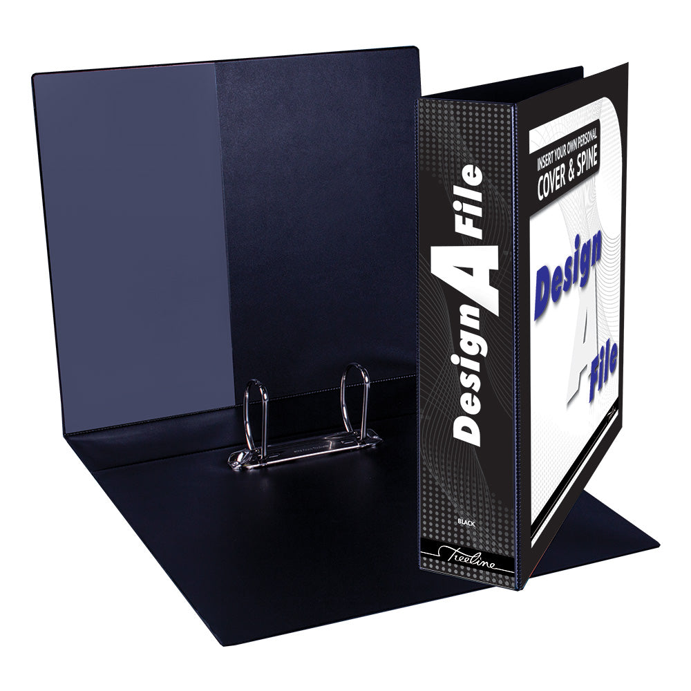 A4 2D Ring Design-A-File PVC with Overlay & Inside Pocket - 50mm - Black