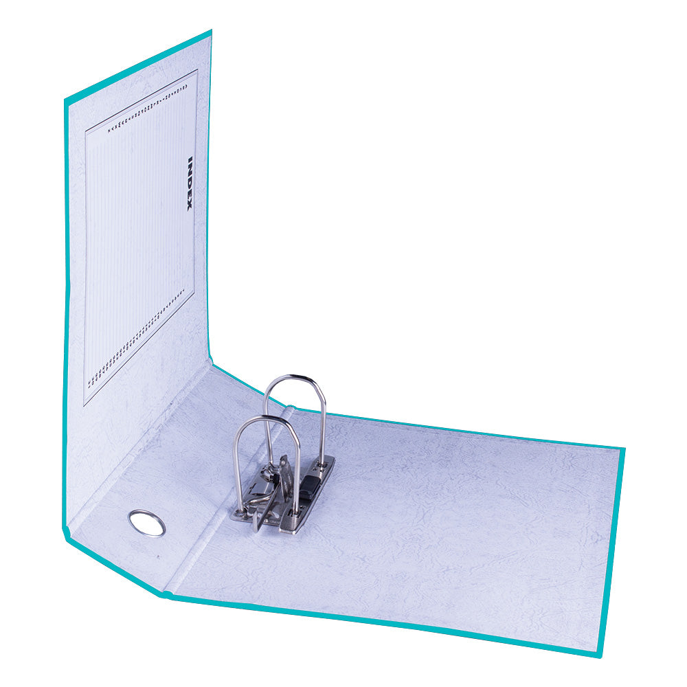 A4 Lever Arch File - Mottled Board with Metal Compressor - 317mm height - 80mm Spine - Turquoise